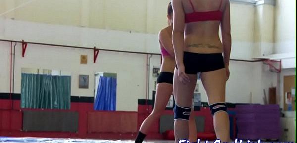  Lesbo babes wrestling and pussylicking